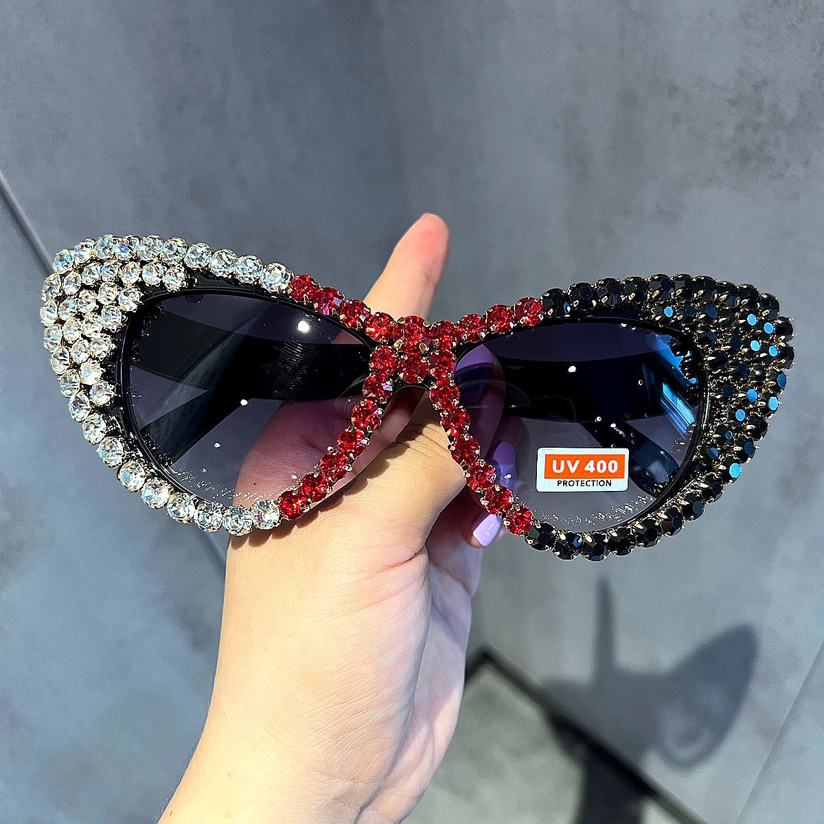 Lunettes de soleil rétro à gros yeux de chat en verre pour femmes