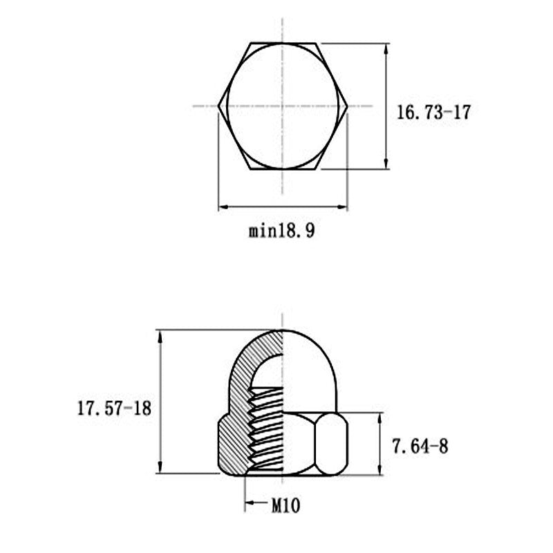 Cap intégré Sémicercle balle écrou bouchon vis