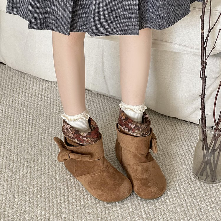 Bottes de cheville à louches femmes orteils ronds doux Suede intérieur Gedge Bottes courtes