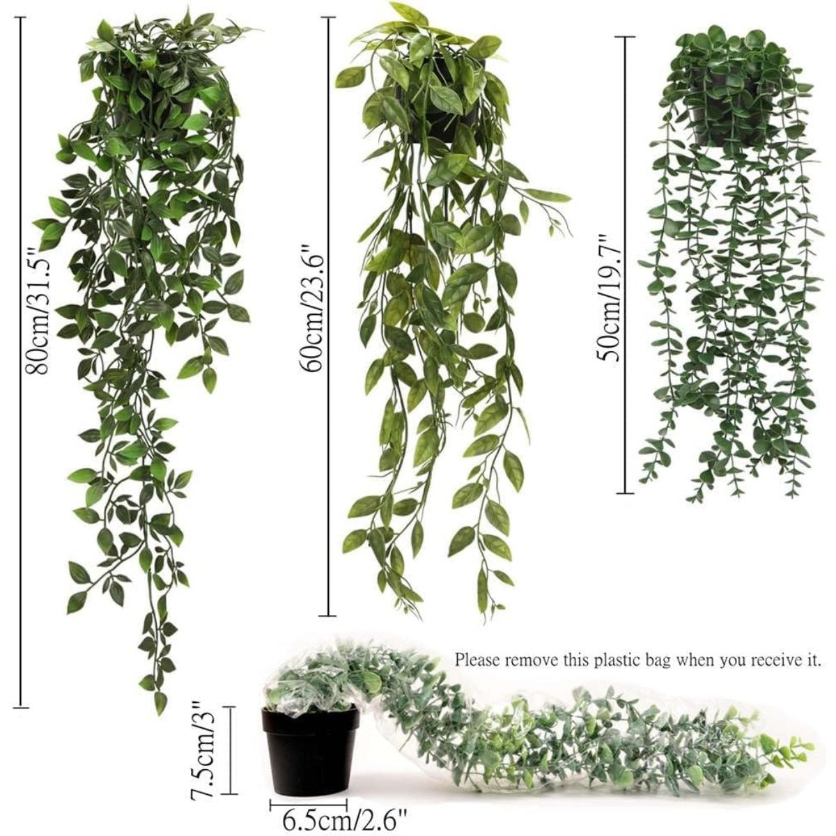 3-Pack de plantes de suspension artificielle – plantes artificielles