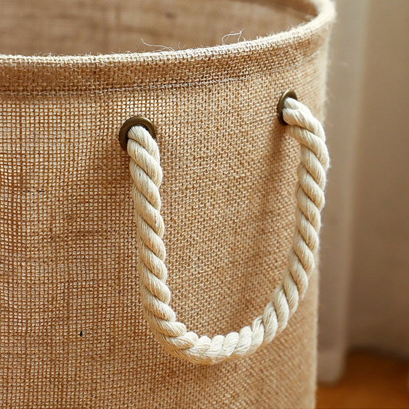 Panier de linge de jute Hamper de corde de coton portatif