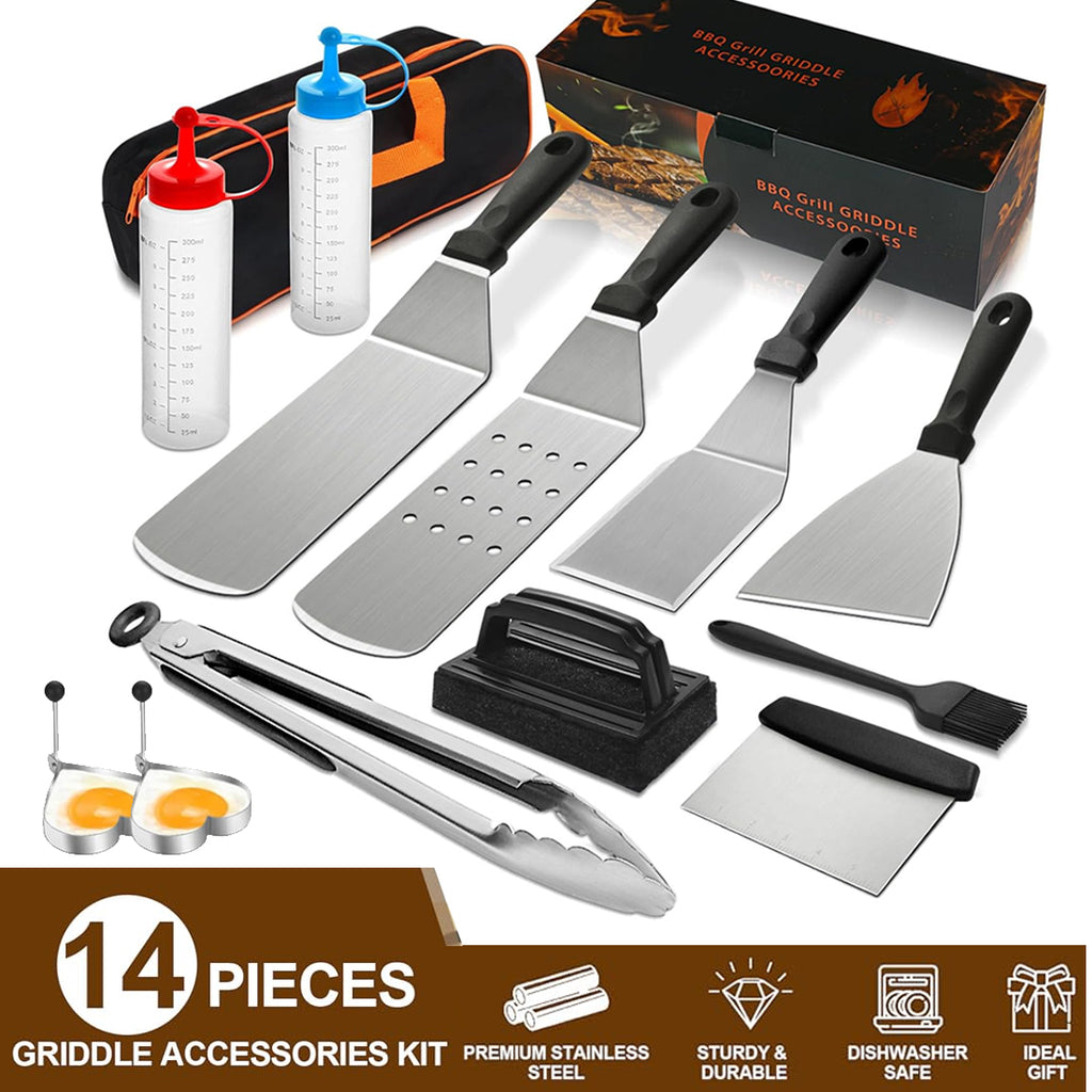 14 Pcs Professional en acier inoxydable Grill outils ensemble barbecue Accessoires UK