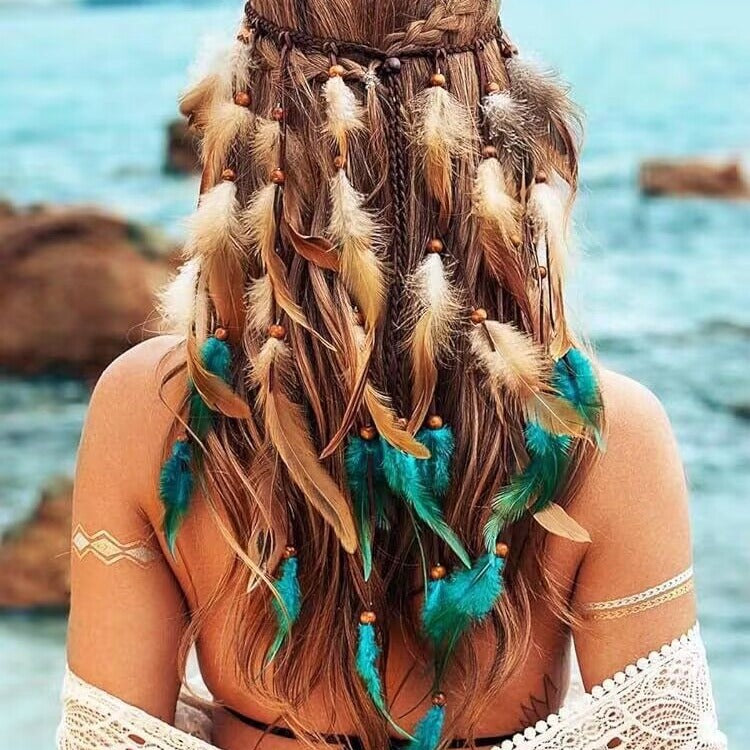 Coiffures longues bicolores Bohemian Feather Headwear