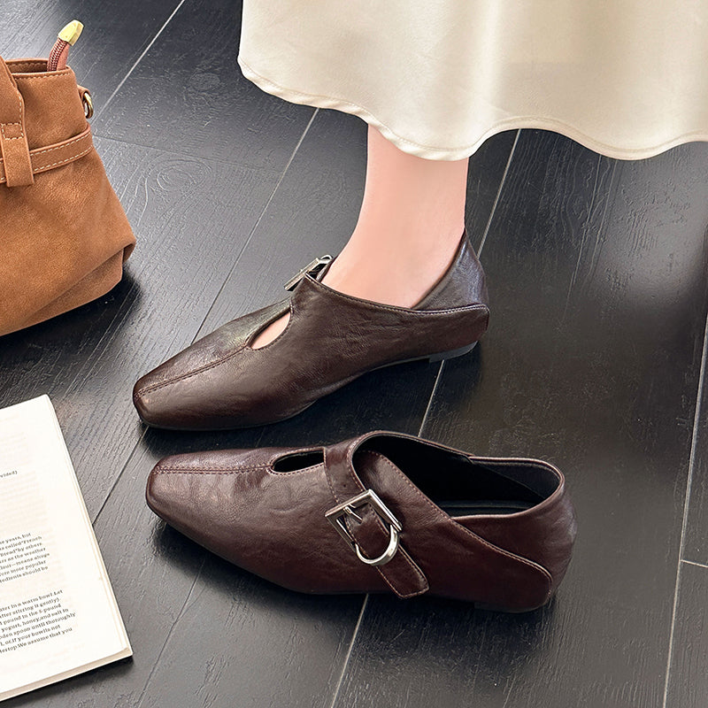 Boucle de ceinture d'orteil carrée de printemps pour femmes Hauteur invisible Augmenter Chaussures de robe de coupe profonde
