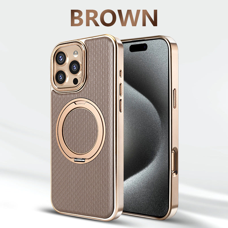 360-Degree Rotating Leather Finish Phone Case with Stand