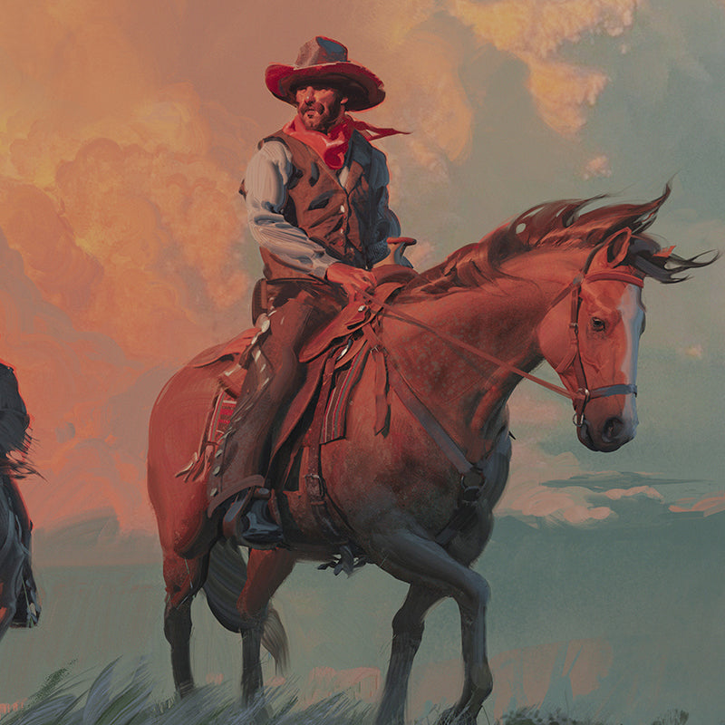 Accueil Mode Vintage Cowboy Portrait huile sur toile affiche