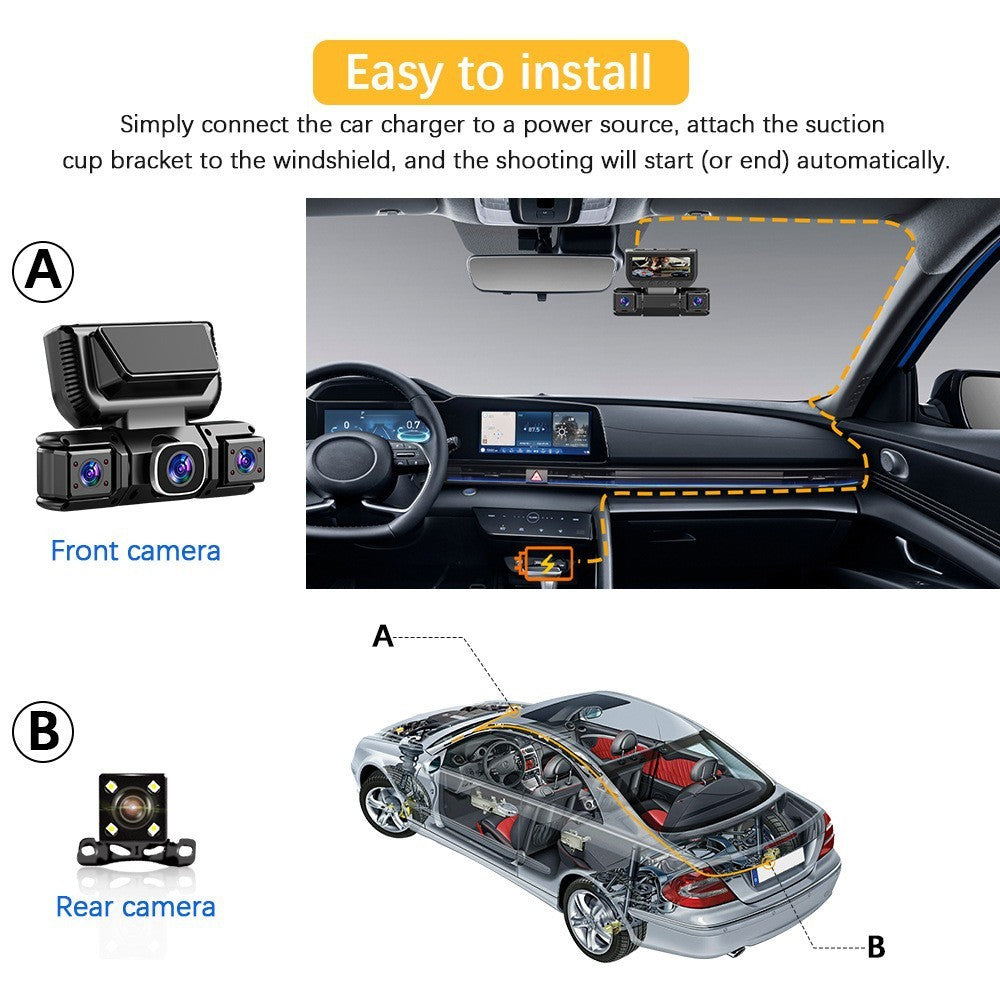 5G WiFi Dash Cam 4 Channel 360 Avant Arrière Intérieur DashCam