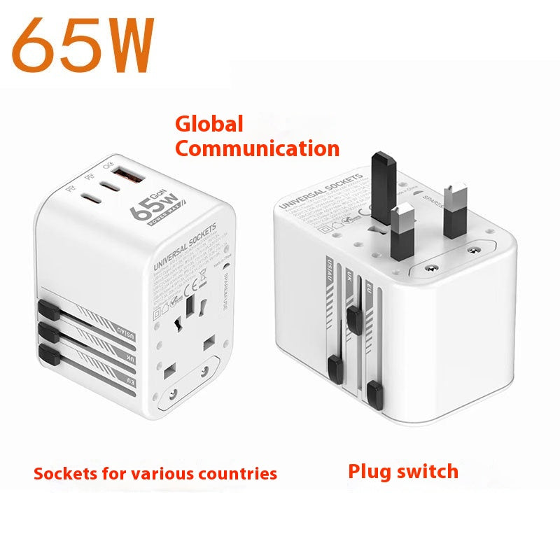 Gallium Nitride PD65W Charge rapide tête à l'étranger Voyage Plug Converter