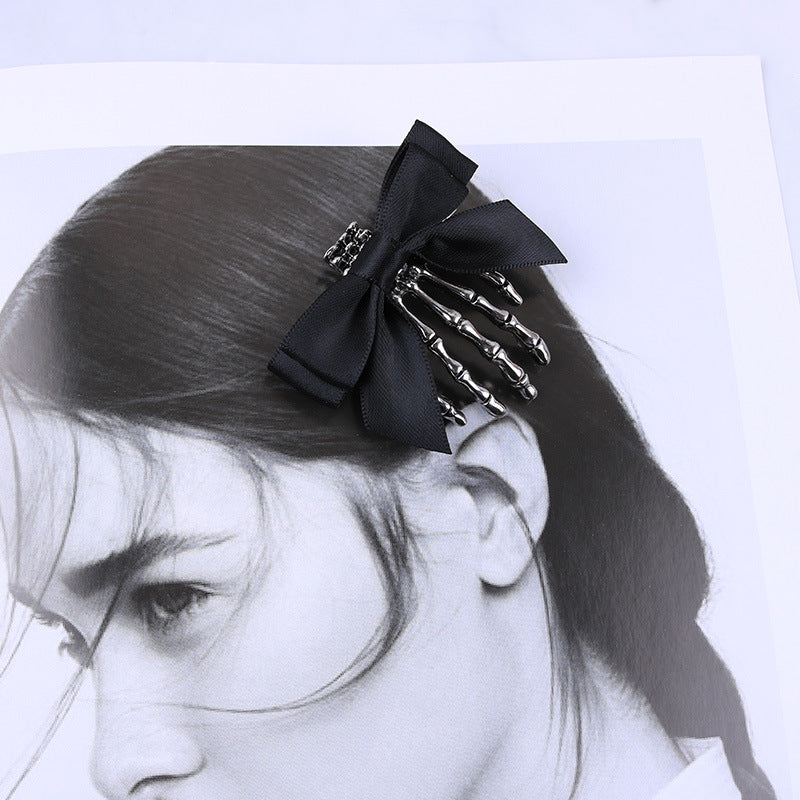 Personnalité Bow Crâne Ghost Main Griffe épingle à cheveux Headdress Retro Duckbill