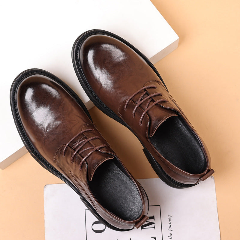 Chaussures en cuir pour hommes Cuir véritable Casual Business formel respirant avec des semelles épaisses