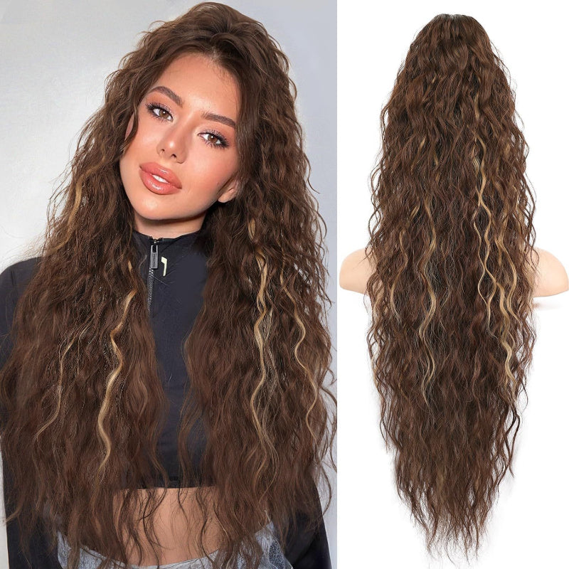 L'Europe et l'Amérique-style Grand Clip-in Long Wavy Ponytail Tiger-claw Long Curly Ponytai
