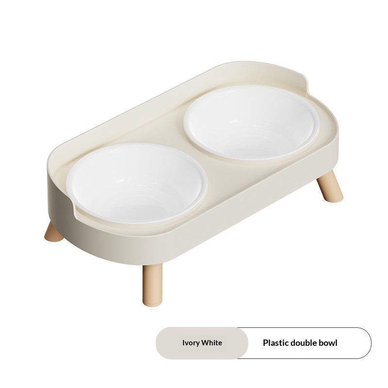 Dual-bowl Spill-proof Water-and-food-in-one Cat Bowl