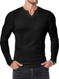 Amazon Commerce extérieur Automne et hiver Hommes V-col Pit T-shirt Solid Color Casual Mode