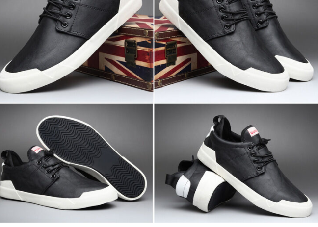 Chaussures en cuir casual pour hommes de style plat