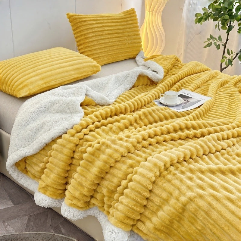 Couverture à double couche en lambswool rayé