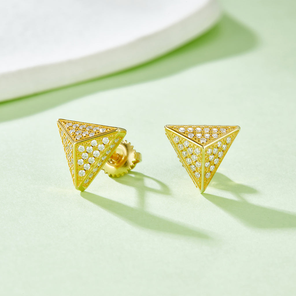 S925 Argent Sterling 114pcs D Couleur VVS1 Triangle de Moissanite Boucles d'oreilles Pyramide 3D