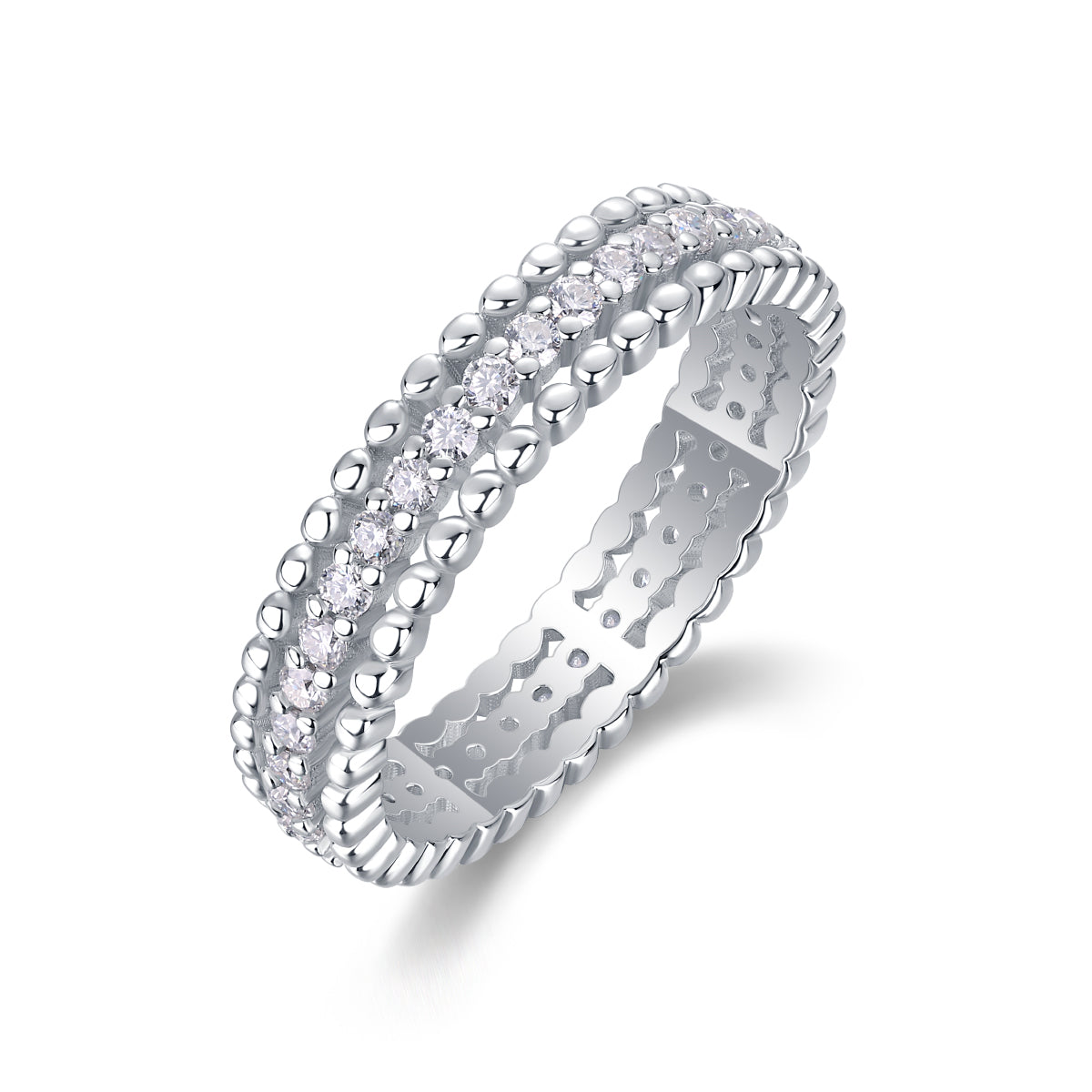 S925 Argent 2.4g Anneau de Moissanite plaqué platine