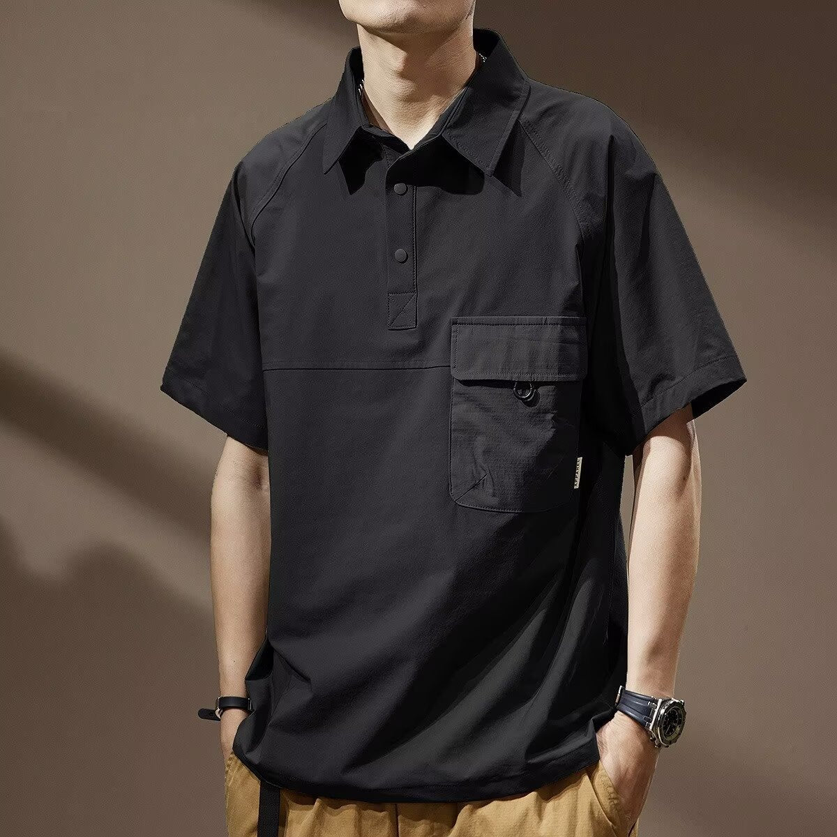 T-shirt tendance Lapel rétro homme