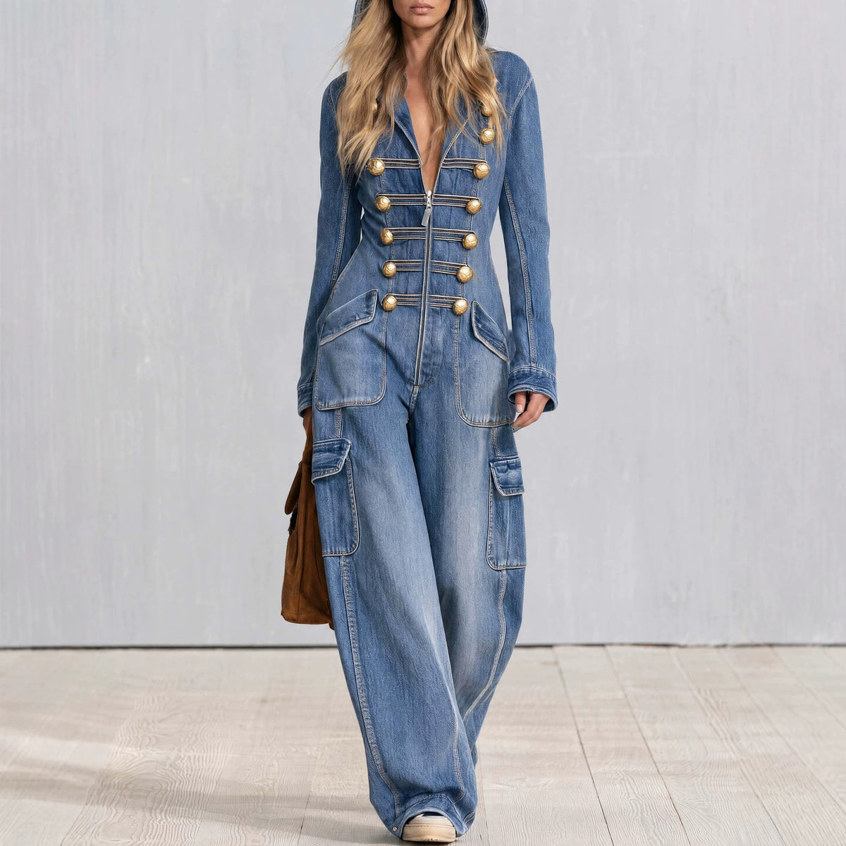 Femmes style américain Loose Straight-leg Jeans Large-leg