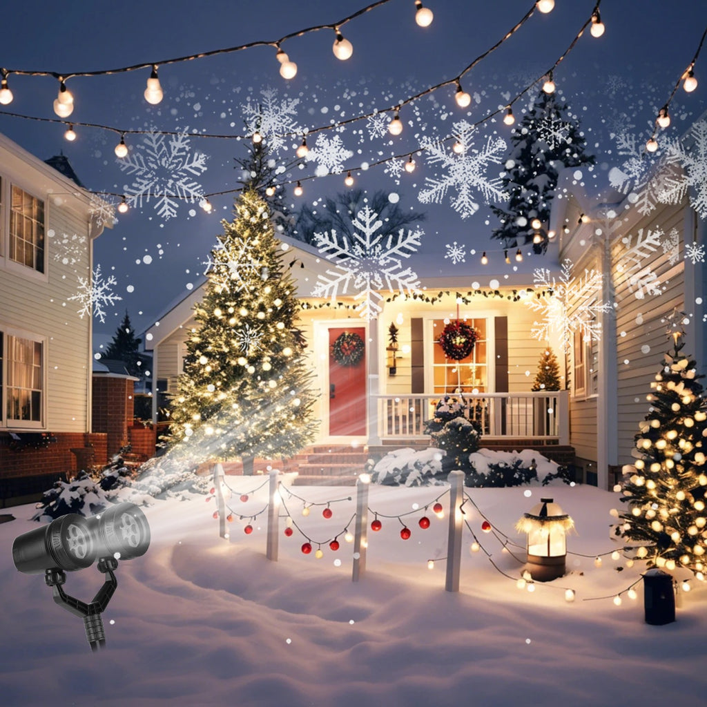 1Pc Christmas Snowflake Projector Light Double Head LED Stake Light IP44 Waterproof Xmas Dec