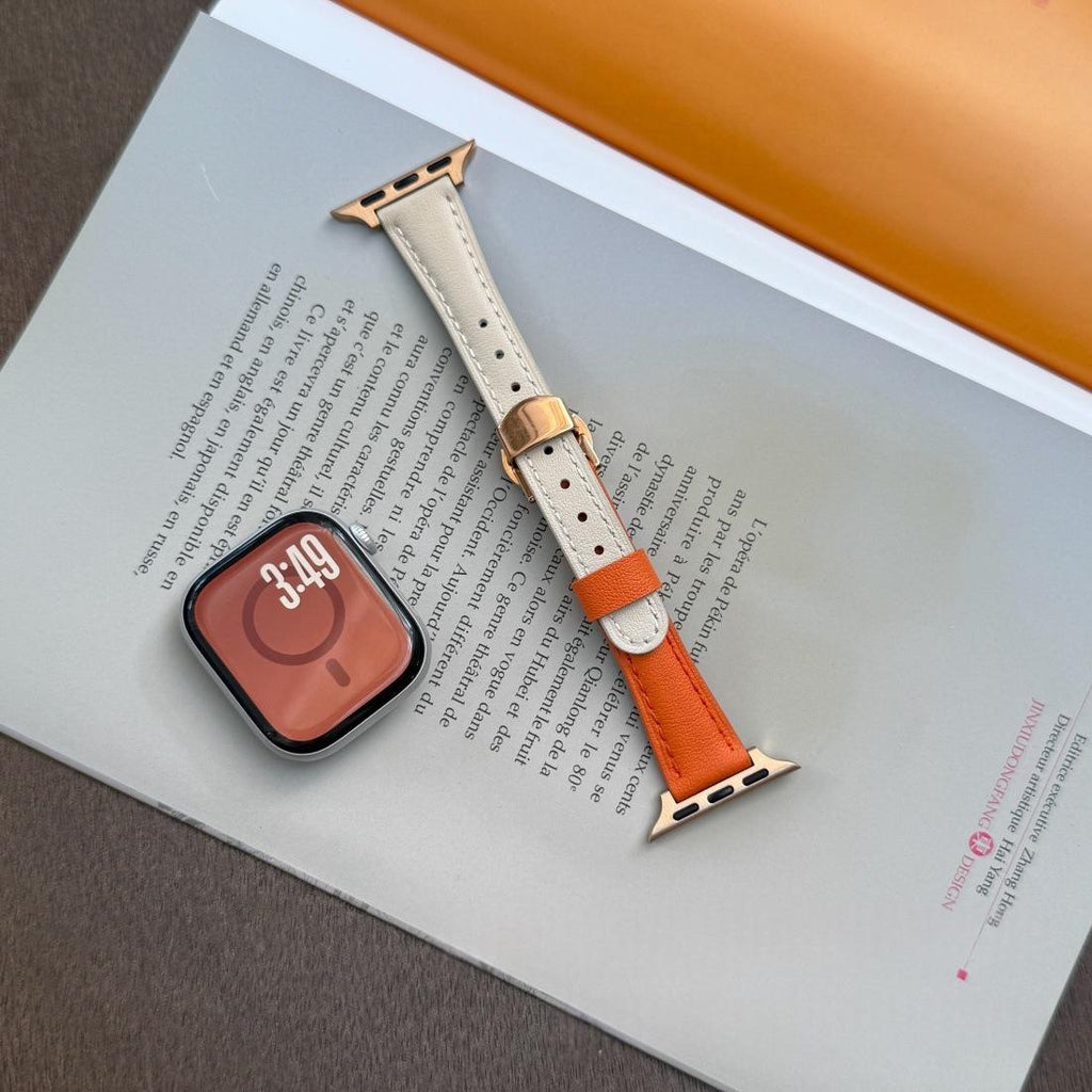 Bracelet en cuir beige orange