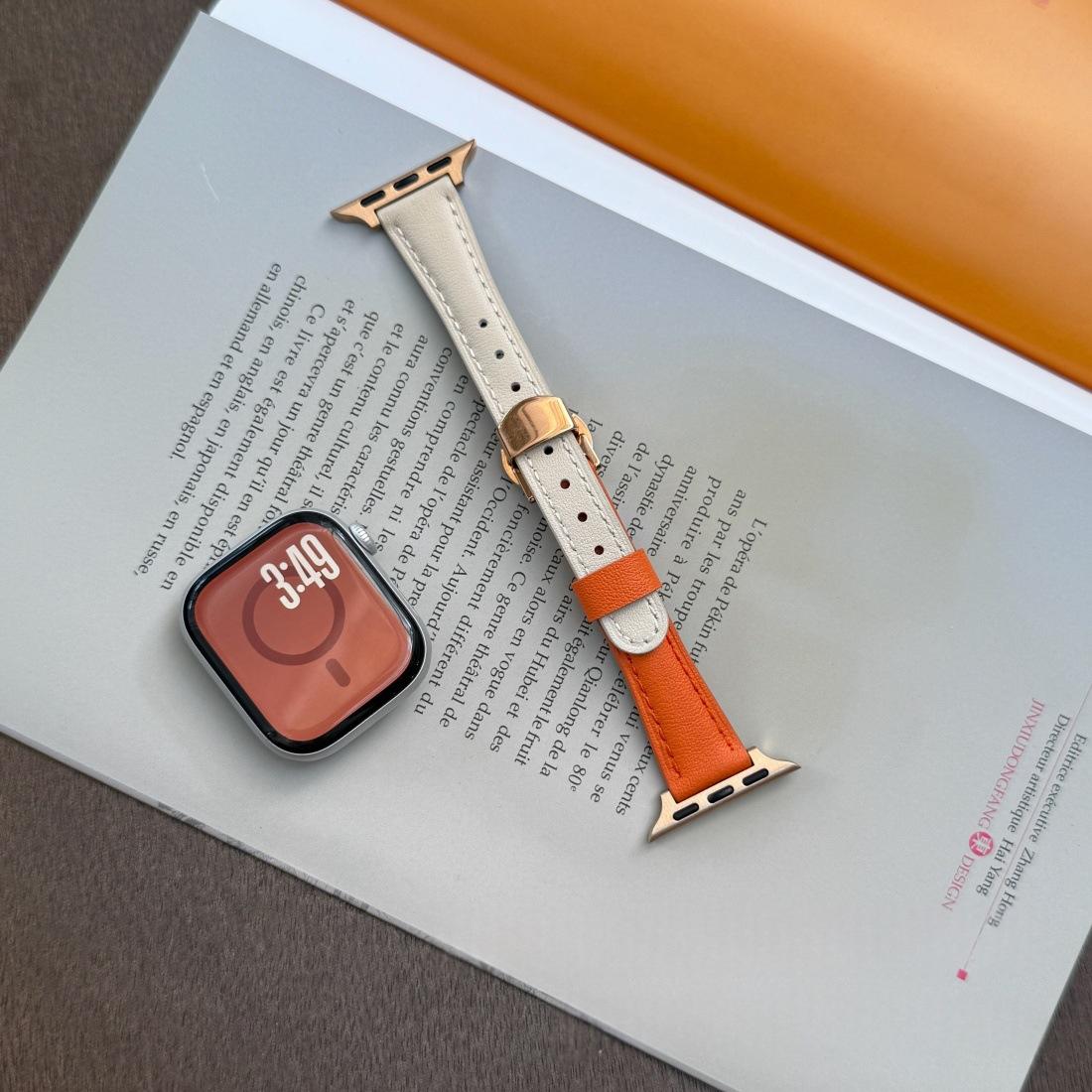 Bracelet en cuir beige orange