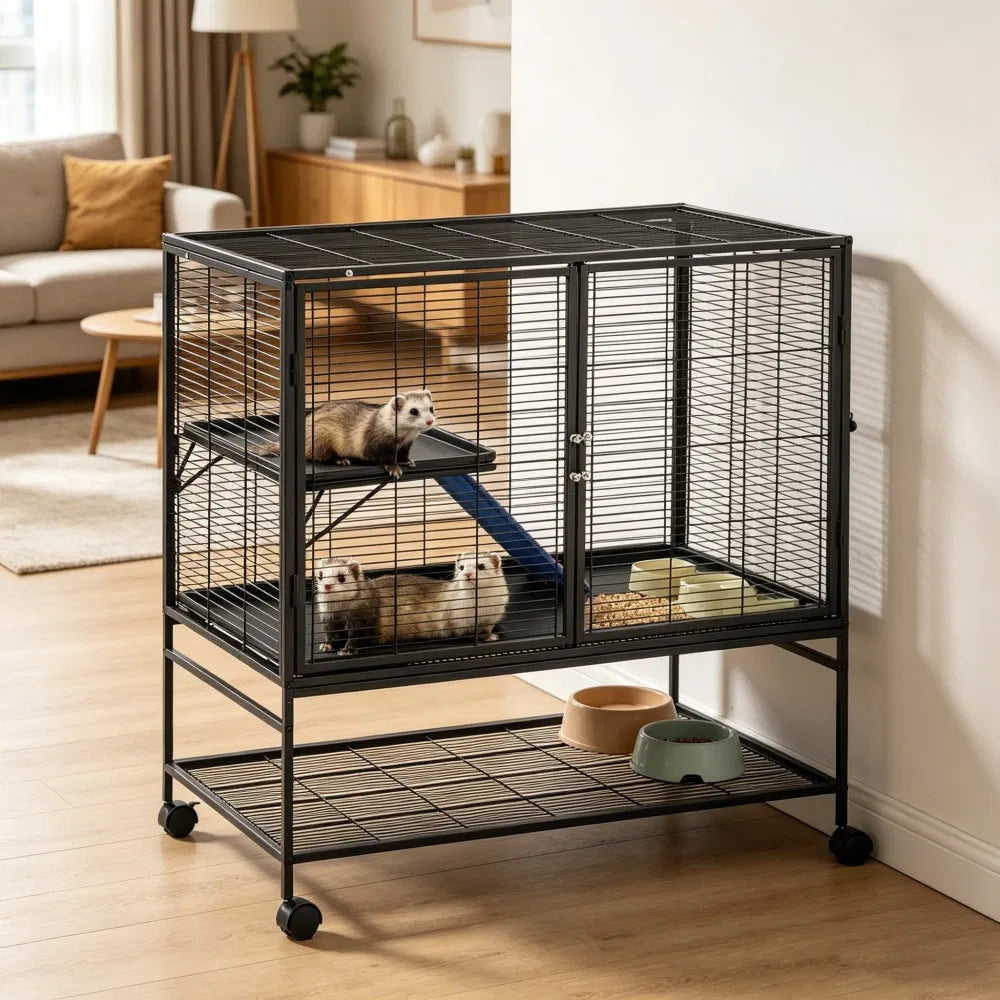 Cage animal avec antidérapant et facile à nettoyer pour l'extérieur
