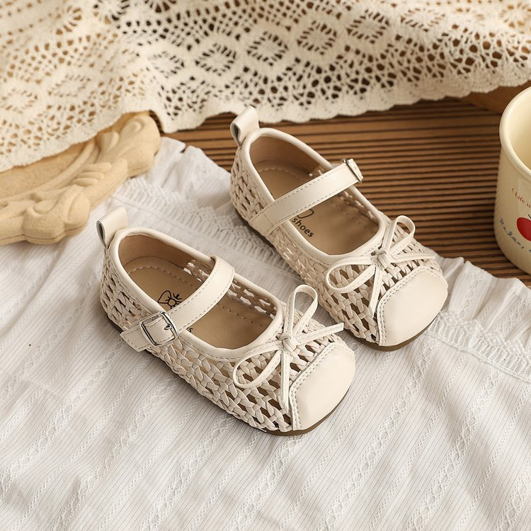 INS Style Enfants tissé Sandales Été Coréenne filles Bow Princesse Chaussures