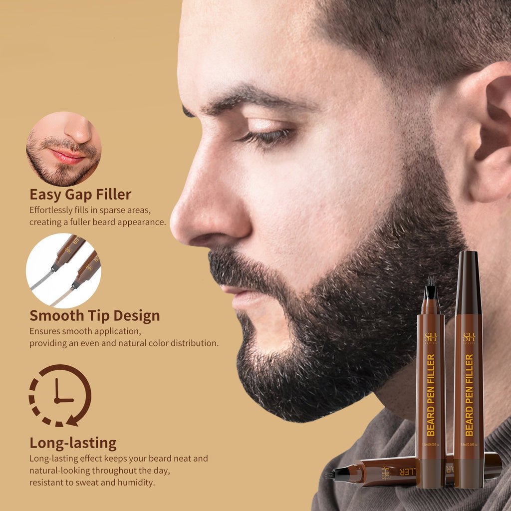 Remplir l'en-tête de l'en-tête des sourcils de barbe pour hommes Et imperméable naturel pas facile à