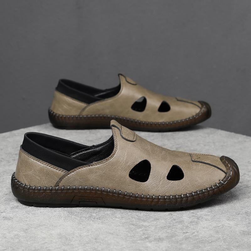 Chaussures en cuir décontracté faites à la main pour homme Style respirant perforé pour homme