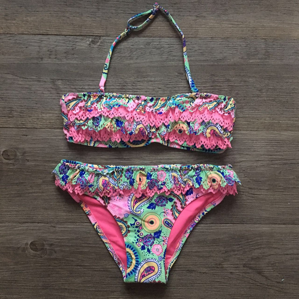 Maillot de bain bikini pour enfants Multicouche Ruffle Bikini Port de fille
