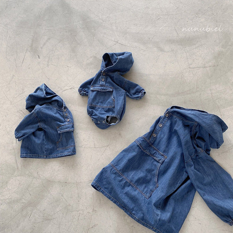 Bébé Garçons et filles Denim Romper Style coréen Baby Jumpsuit