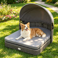 Lit de chien en rotin gris avec canopée réglable