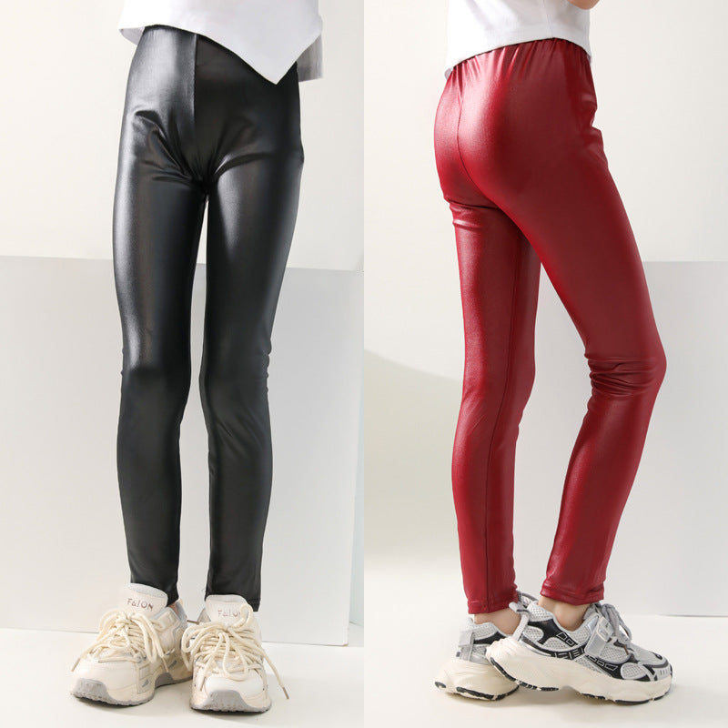 Pantalons en cuir mince pour enfants minces