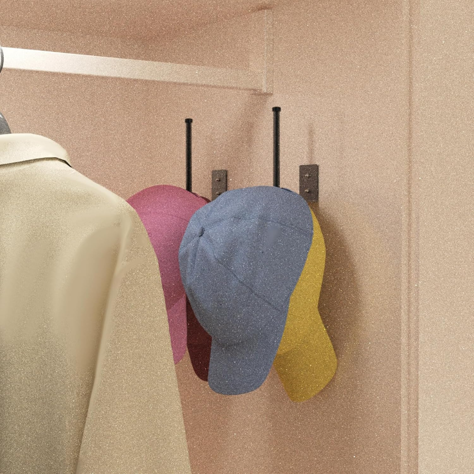 Rack mural en acier inoxydable 2-Pack & Casquette de baseball Organisateur noir