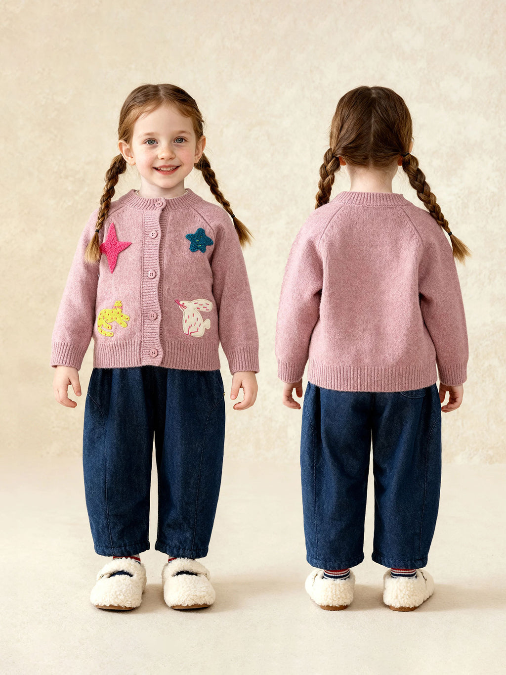 Jeans denim polyvalents de couleur unie pour les petites filles