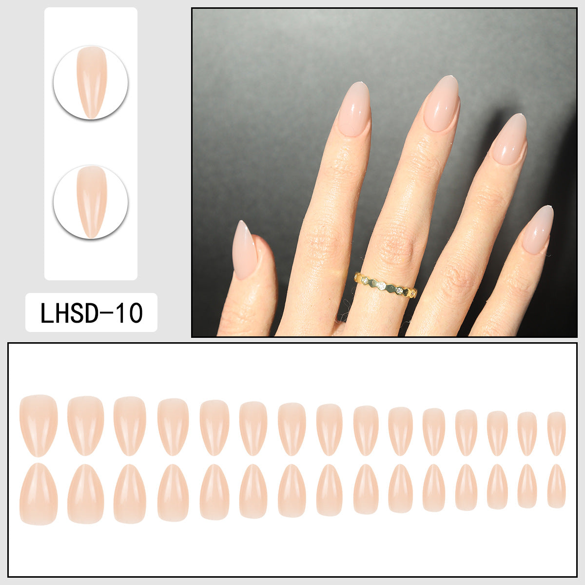 Femmes Glossy Portable Nails artificiels de couleur solide
