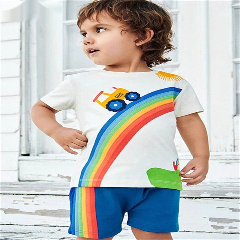 Style européen et américain Rainbow manches courtes d'été pour homme