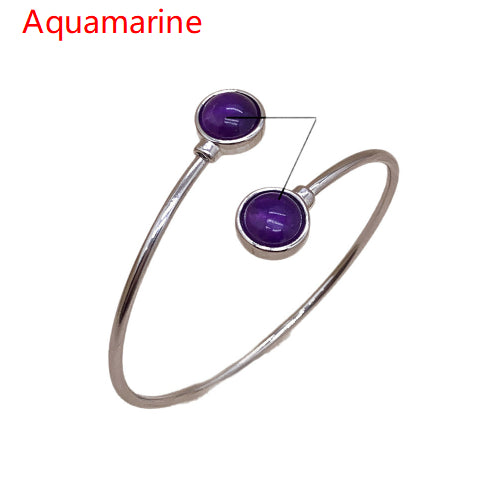 Bracelet Améthyste Bangle de cristal rond à double tête