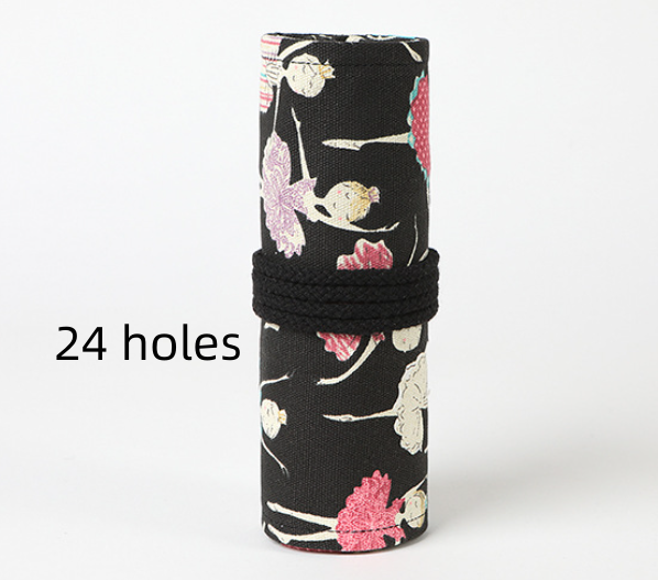 Ballet Fille Impression Toile Crayon Rideau 24 36 48 72 Trous Grande capacité Rolling Crayon