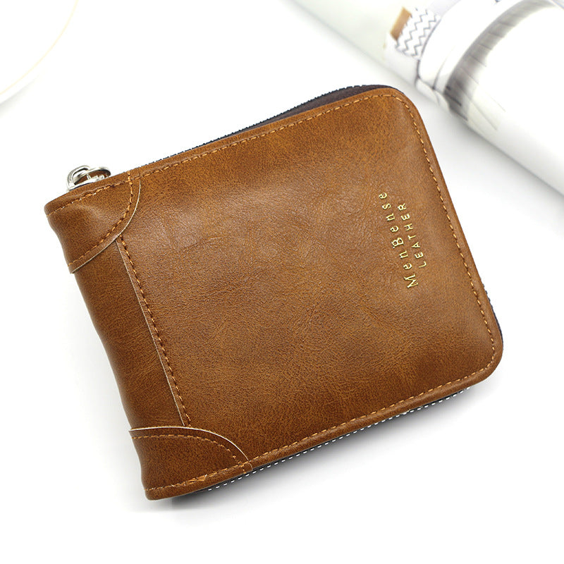 Portefeuille homme court Casual Zipper Pièce Purse
