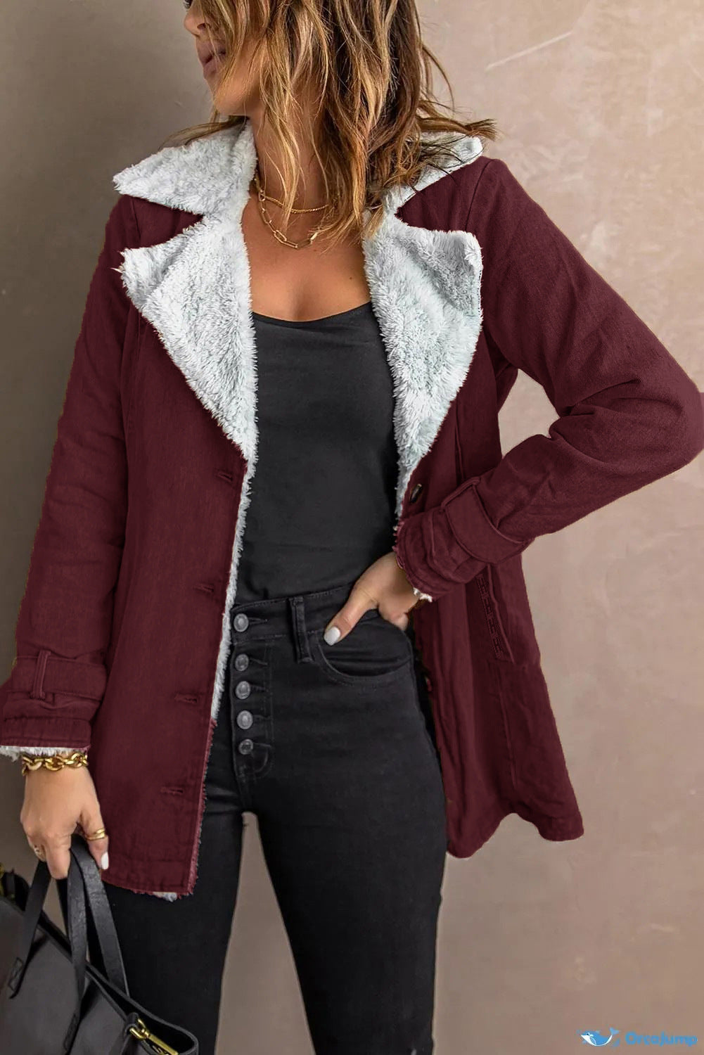 Manteau à manches longues pour femmes avec doublure en polaire