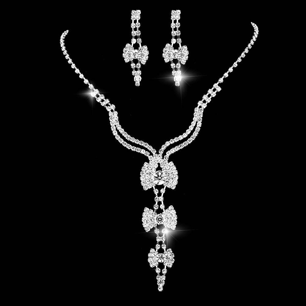 Ensemble de bijoux 3-Tier Bow Y-Drop CZ 3Pcs pour femmes