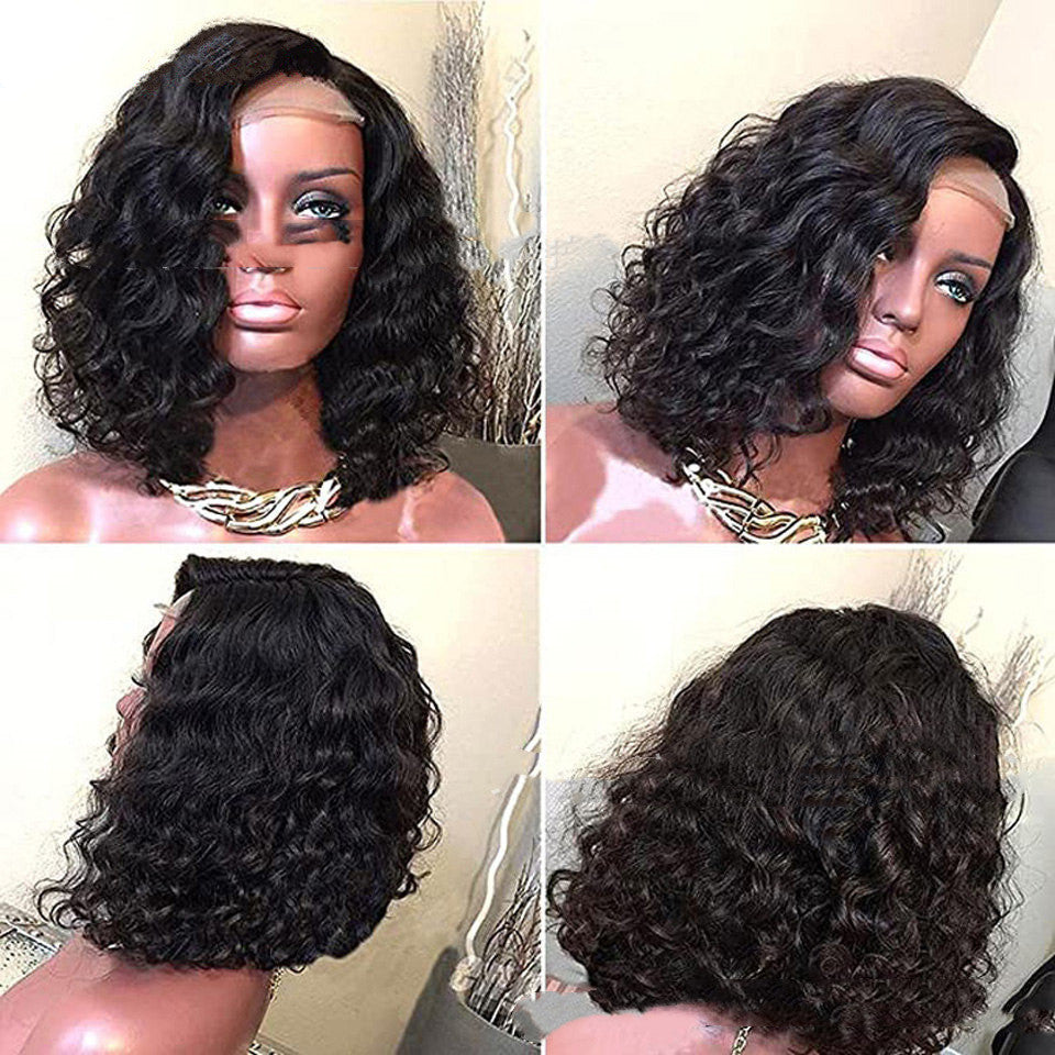 Front européen et américain Perruque moyenne noire africaine petite bouclée courte cheveux bouclés