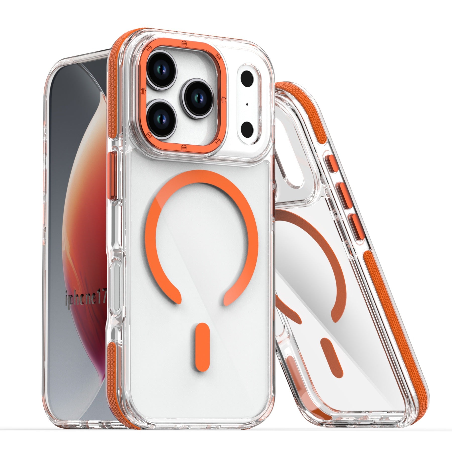 Cas de téléphone magnétique applicable transparent bicolore