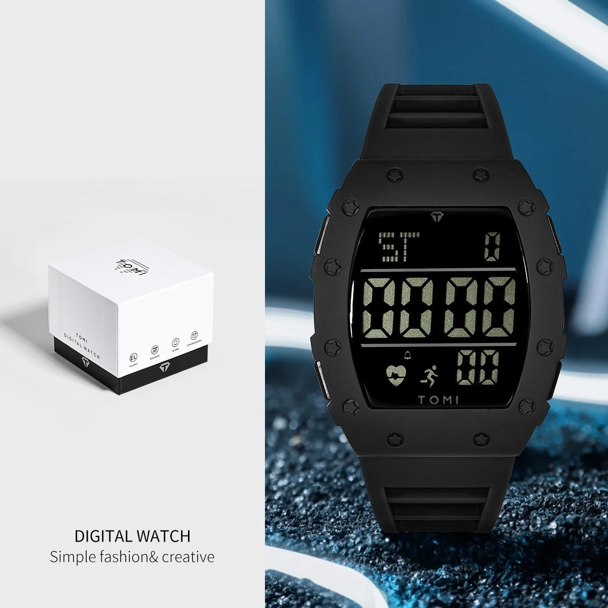 Style étudiant Trendy Montre homme bouton multifonction