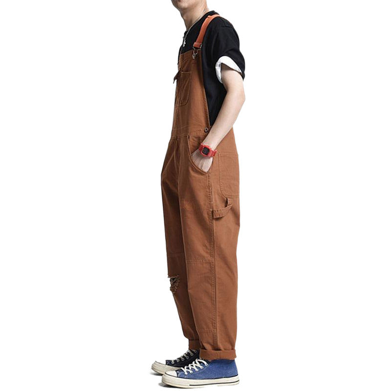 Rétro Hommes Détresse Denim Casual Suspendu
