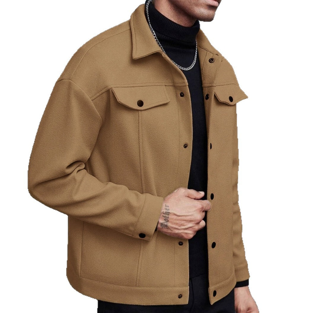 European And American Amazon Temu Autumn And Winter Style Homme Woolen Lapel Jacket Casual