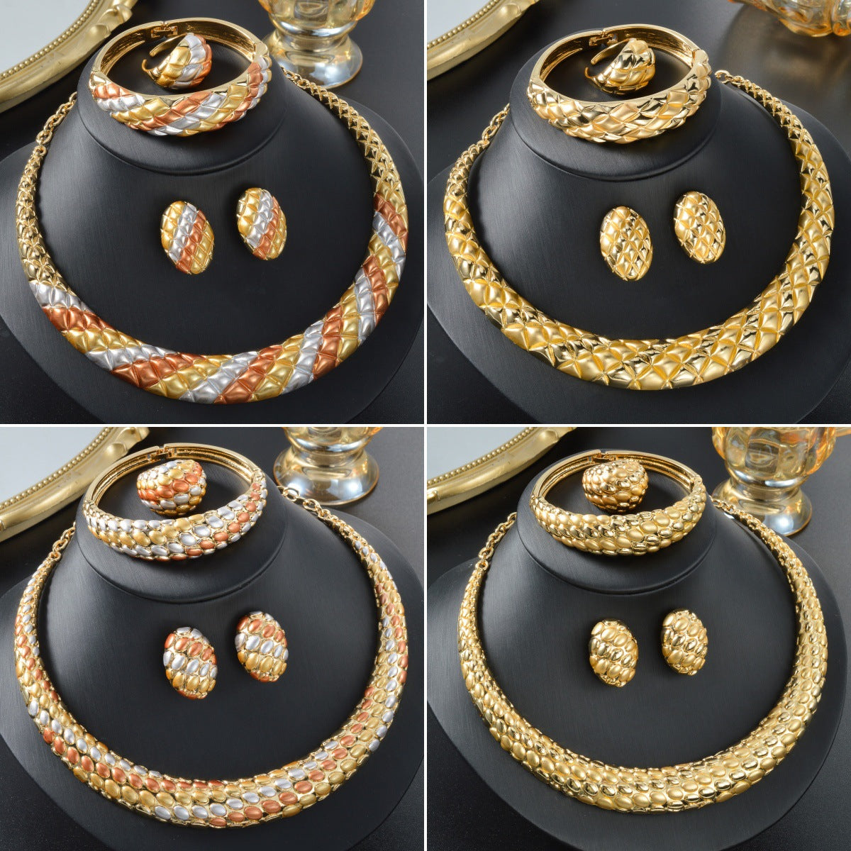 Collier Boucles d'oreilles Bracelet et bague