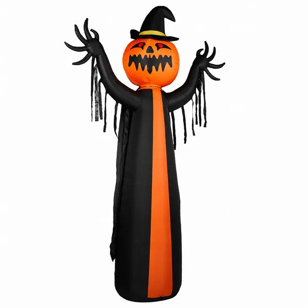 Décor gonflable d'Halloween de 10 pieds avec Ghost de citrouille rotative à cape